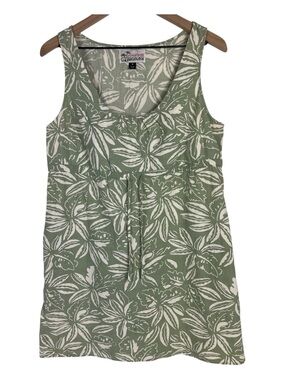 Patagonia Pataloha Sz 10 Dress Tropical Print Green Organic Cotton Scoop Neck